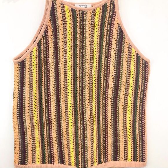Madewell Janson Crochet Earth Tone Rainbow Stripe Tank Sweater Top - Picture 5 of 13
